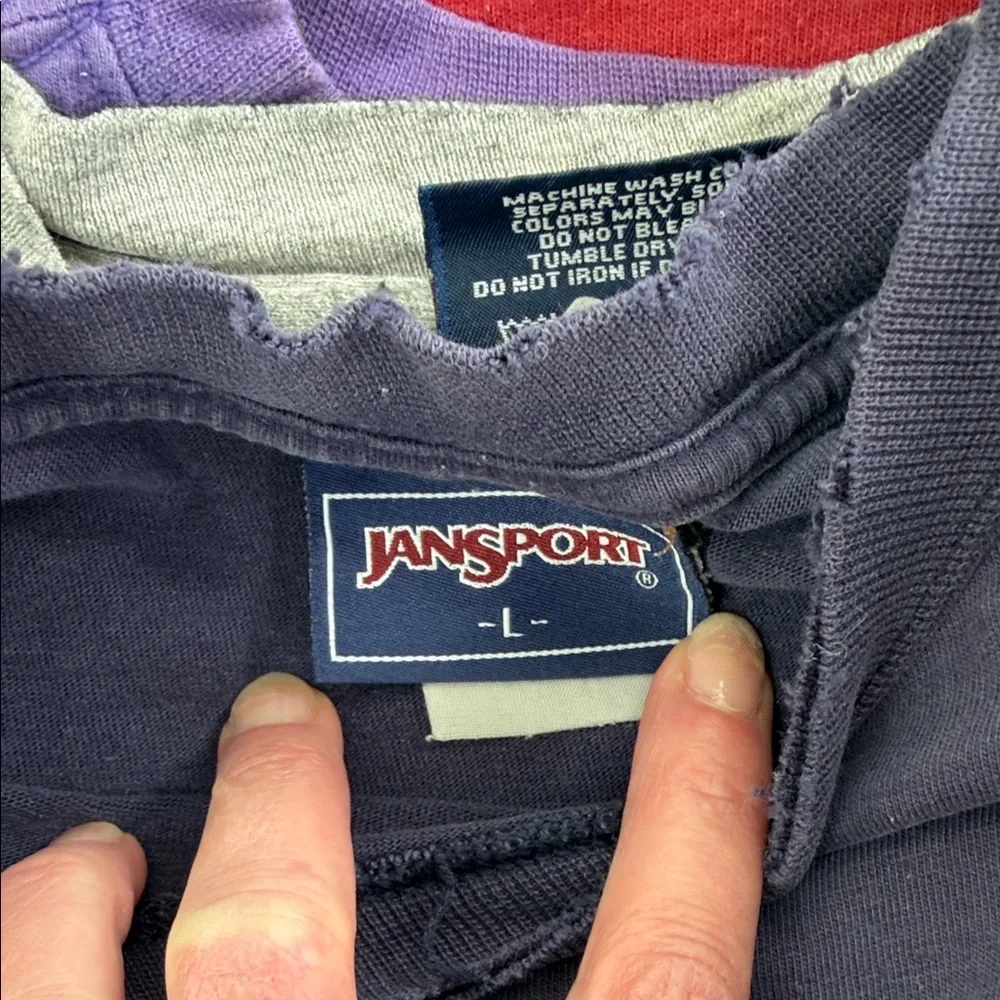 UCONN Huskies Navy Crewneck T-Shirt Vintage jansport l/s L - Picture 3 of 9